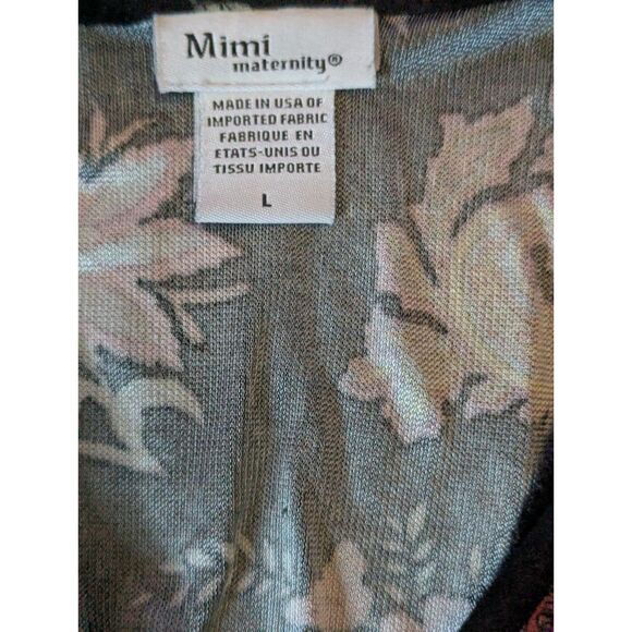 MIMI MATERNITY Paisley Wrap Dress L Black Bohemian Tie Back Long Sleeve - Picture 3 of 7